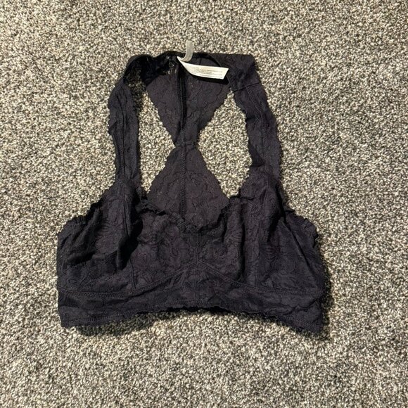 Free People - Galloon Lace Racerback Bralette - Black - Picture 1 of 3